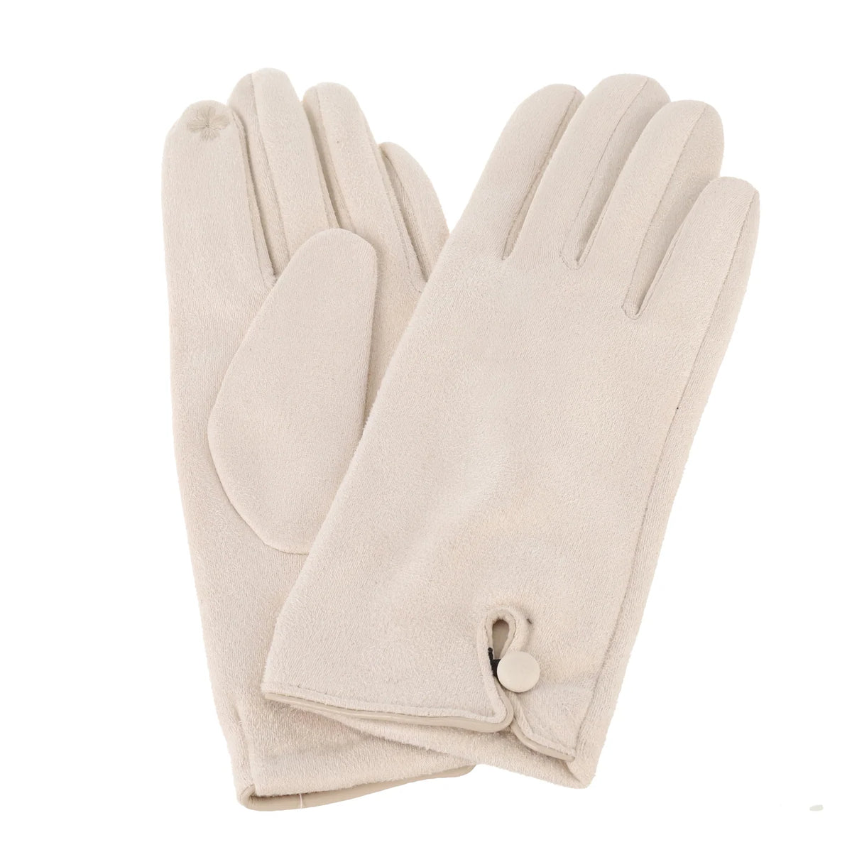 Ladies Faux Suede Gloves Parchment White