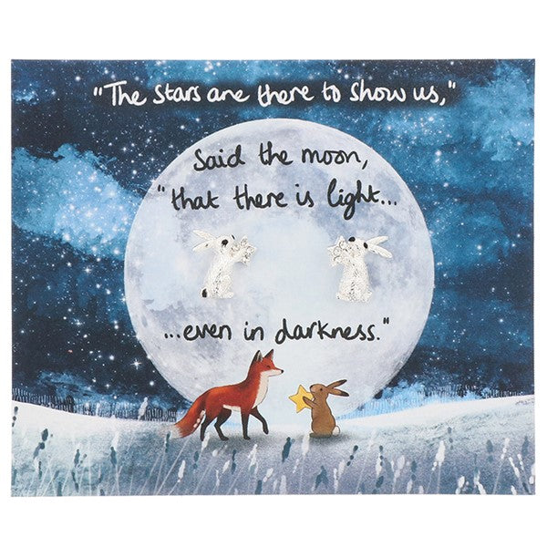 Fox Under The Moon Light In The Dark Bunny Earrings