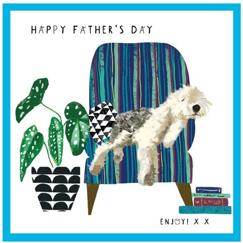 Dog In Chair Father’s Day Greetings Card