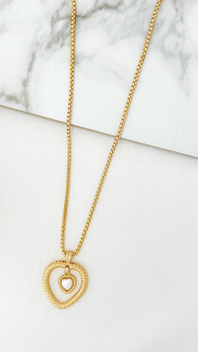Envy Heart Pendant Long Necklace Gold