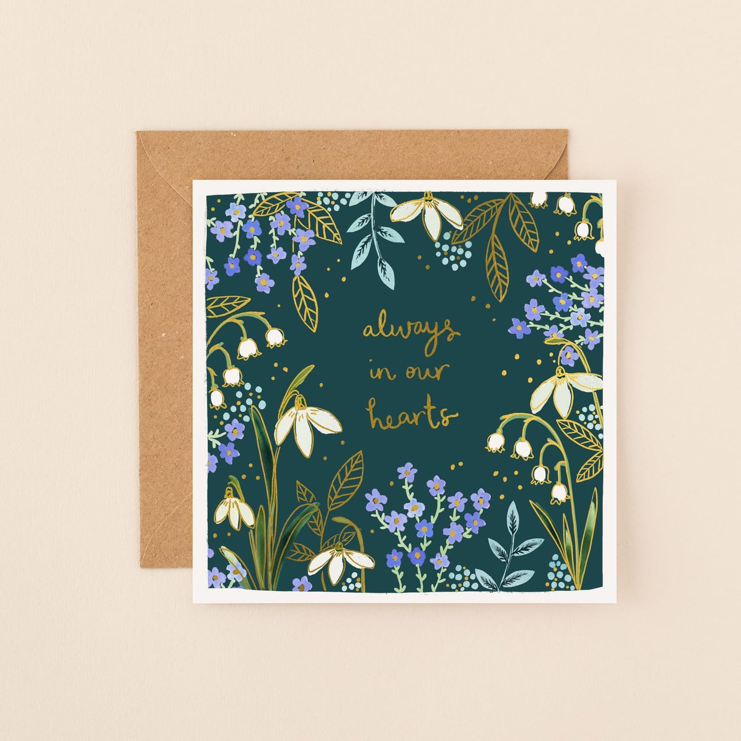 Always in Our Hearts Flowers Greetings Card
