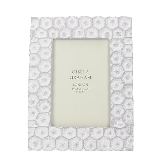 White & Grey Crater Resin 6x4 Photo Frame