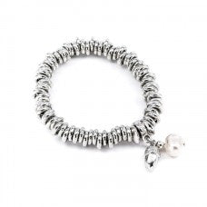 Luna London Pewter Link Pearl and Acorn Charm Bracelet