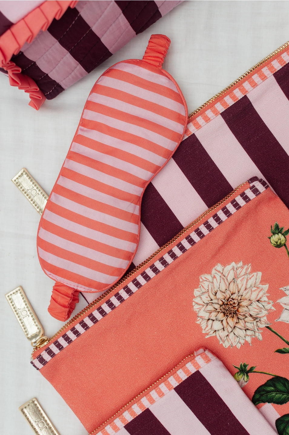 Joy Floral Stripe Set Of 3 Pouches