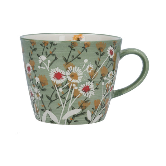 Green Wild Daisy Ceramic Mug
