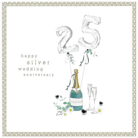 Silver Wedding Anniversary Greetings Card