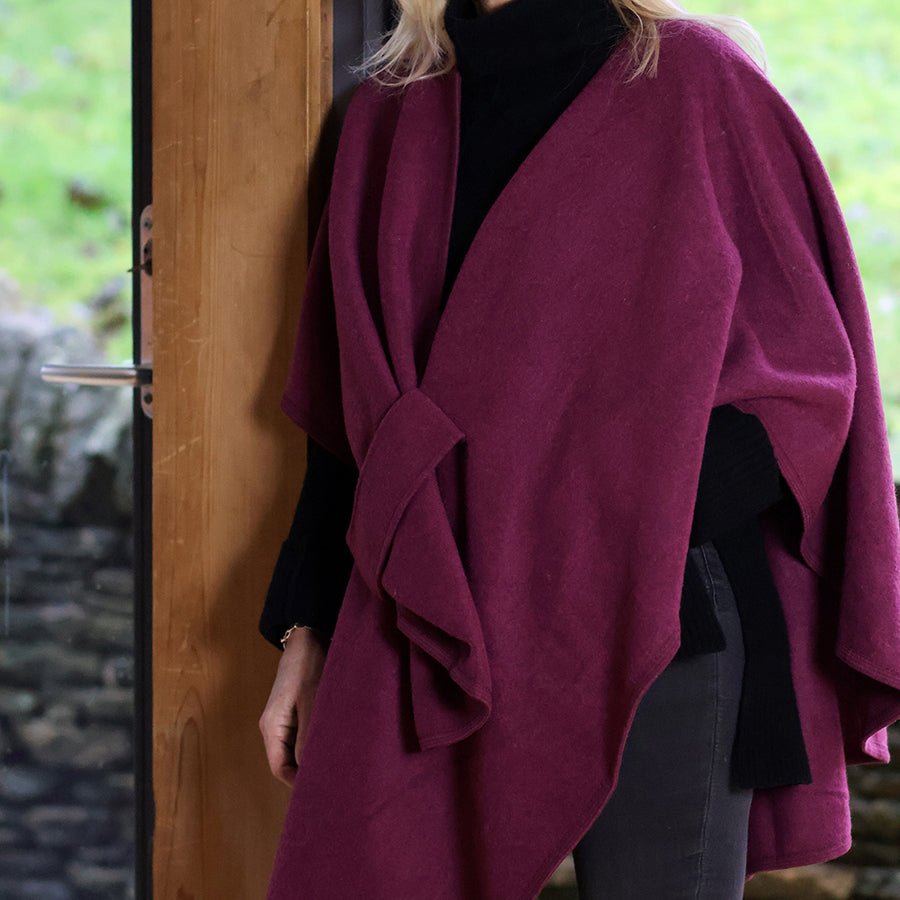 Self Tie Waist Poncho Berry