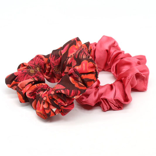 Red Floral Mix 2 Pack of Scrunchies