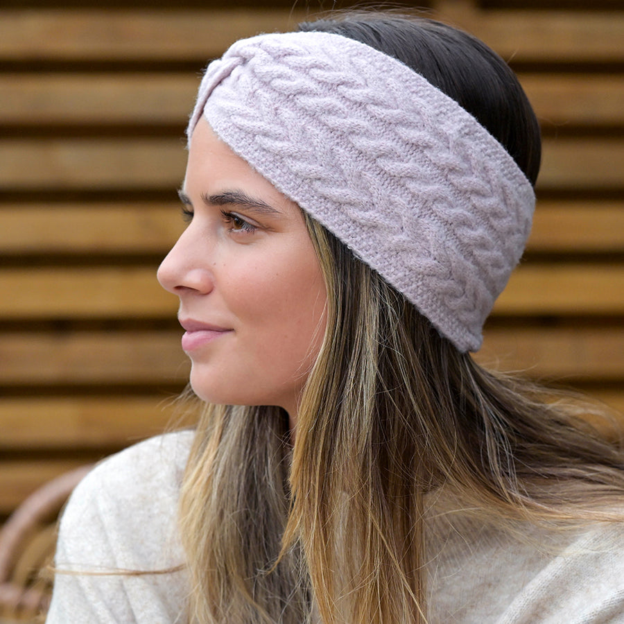 Dusty Pink Cable Knit Cosy Headband