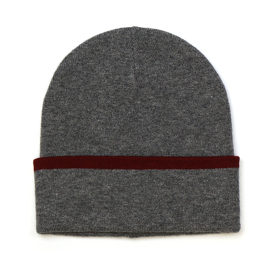 Men’s Knitted Hat Grey & Burgundy