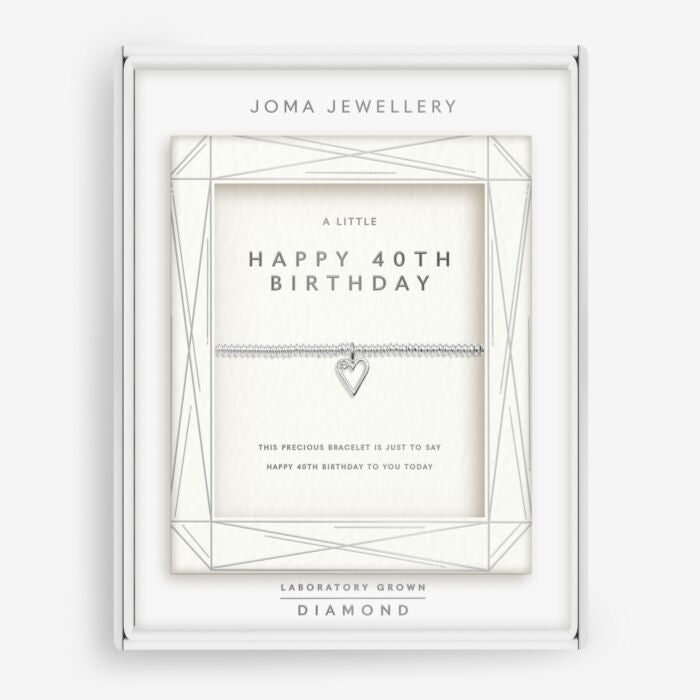Laboratory Grown Diamond A Little 'Happy 40th Birthday' Bracelet Silver