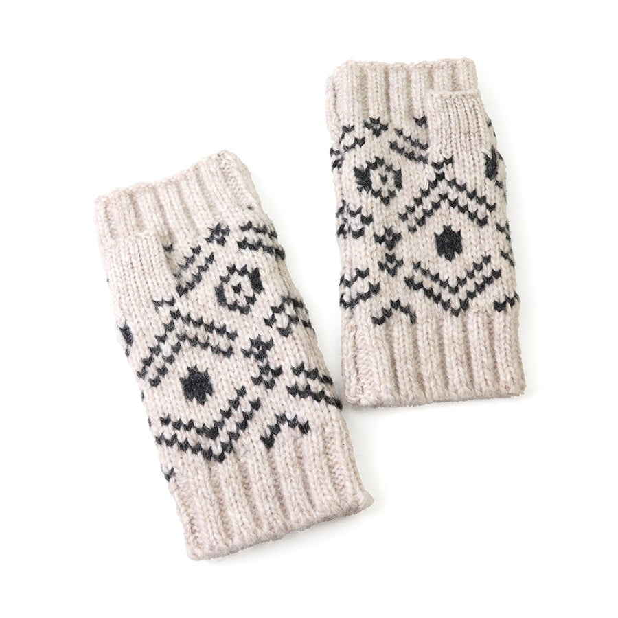 Scandi Knit Wrist Warmers Oatmeal & Black