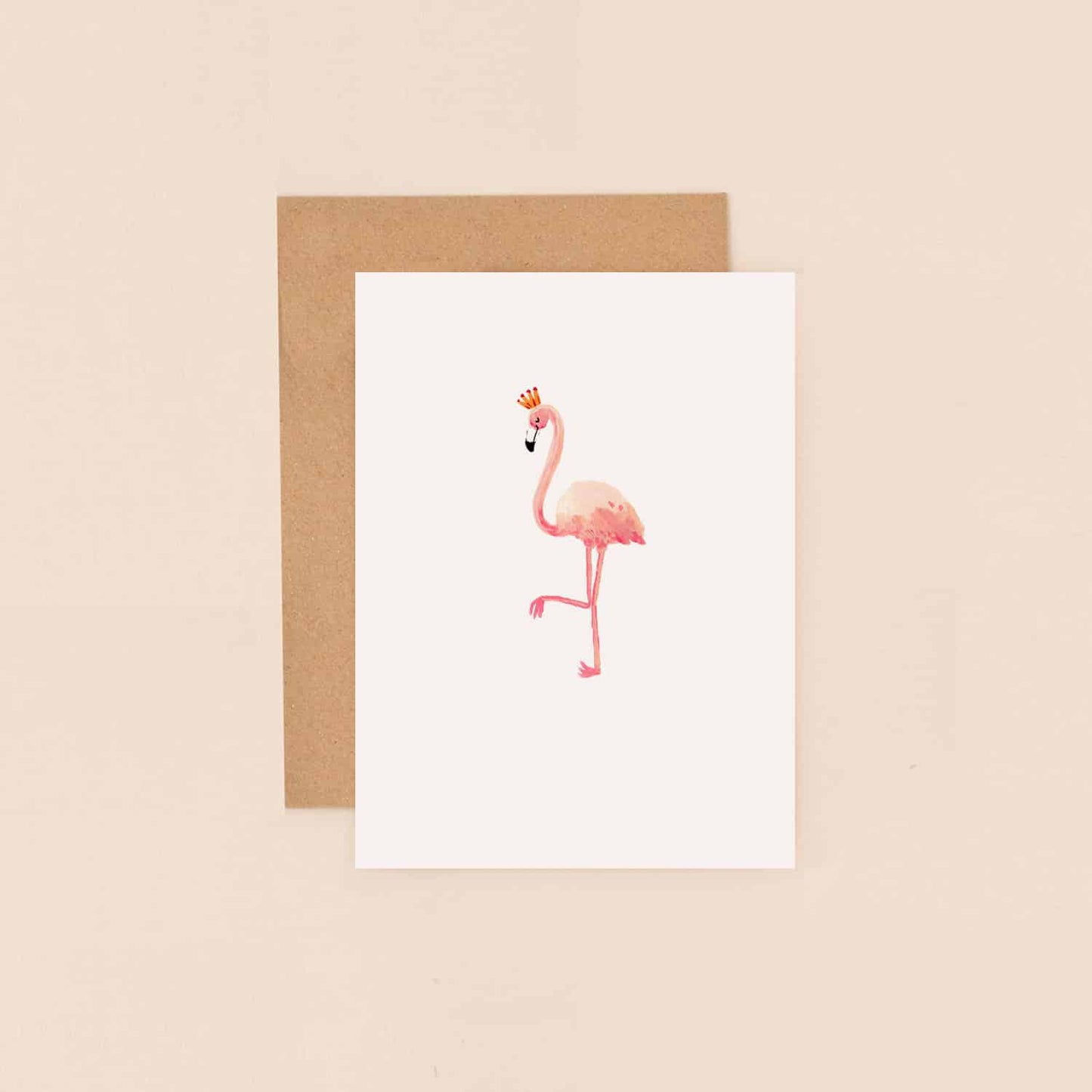 Flamingo with Crown Greetings Card
