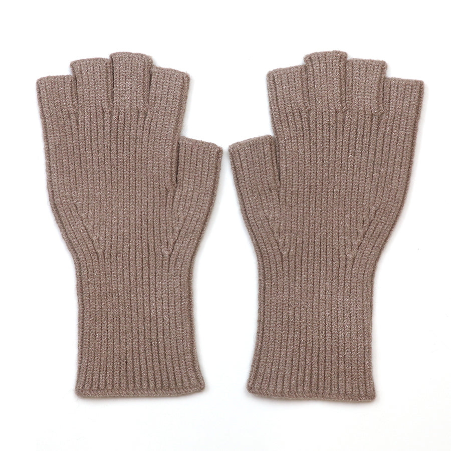 Ribbed Fingerless Gloves Taupe