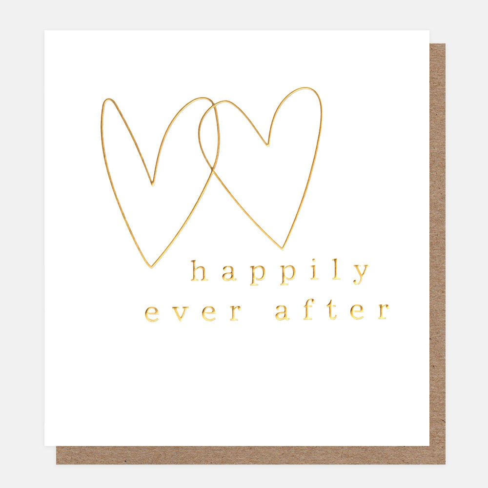 Happily Every After Gold Hearts Greetings Card