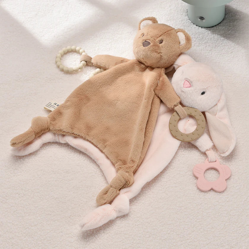 Bear Baby Comforter with Silicone Teething Rings