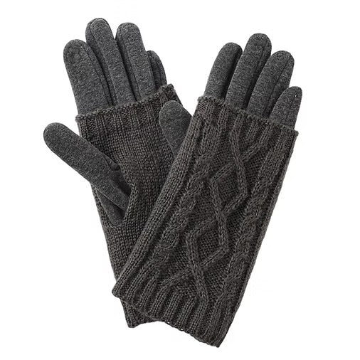 Cable Knit Gloves Dark Grey