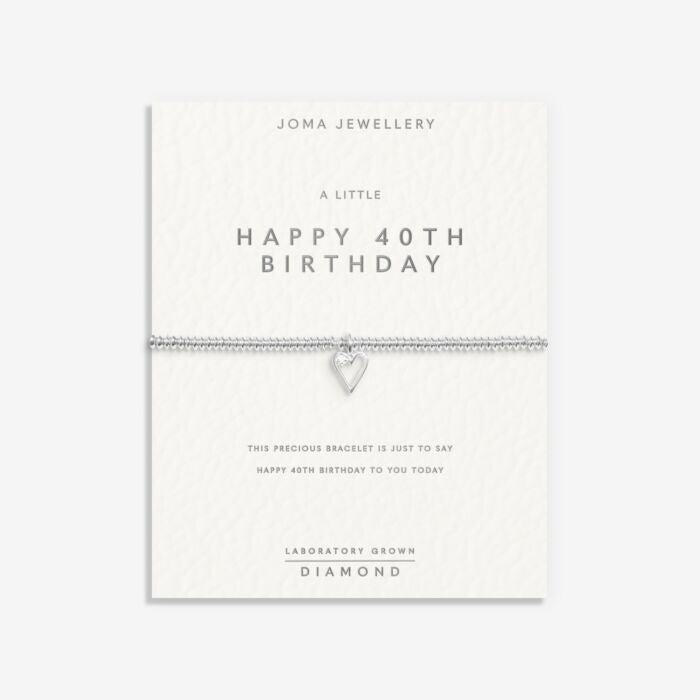 Laboratory Grown Diamond A Little 'Happy 40th Birthday' Bracelet Silver