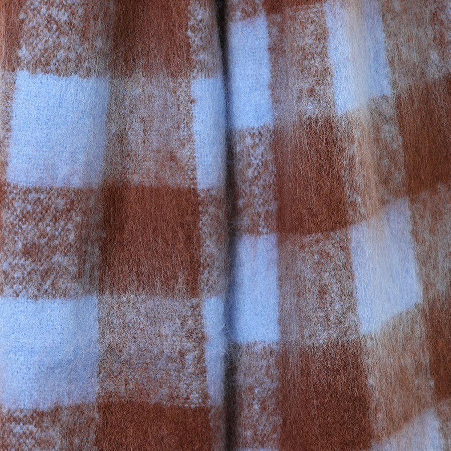 Checkered Cosy Scarf Brown & Blue