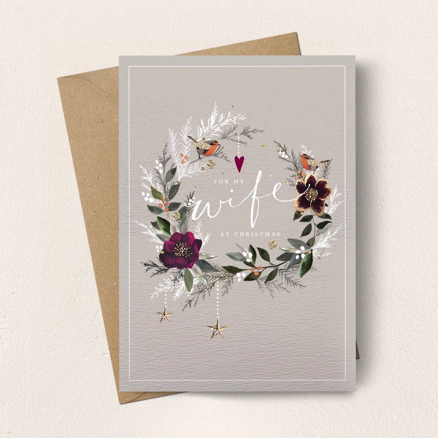 Wife Wreath Christmas Card