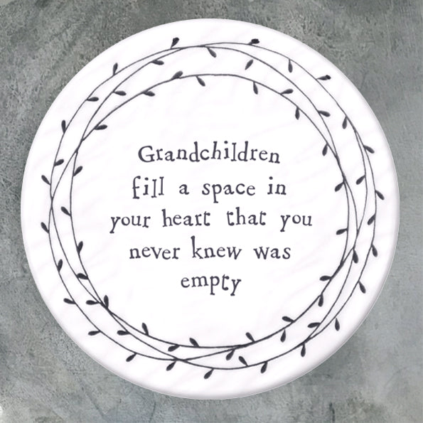 Porcelain Round Coaster Grandchildren Fill a Space
