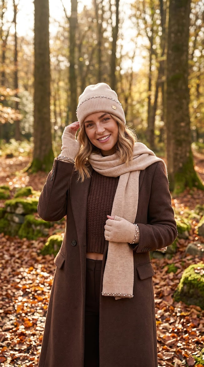 Pearl Detail Lux Beanie Cream