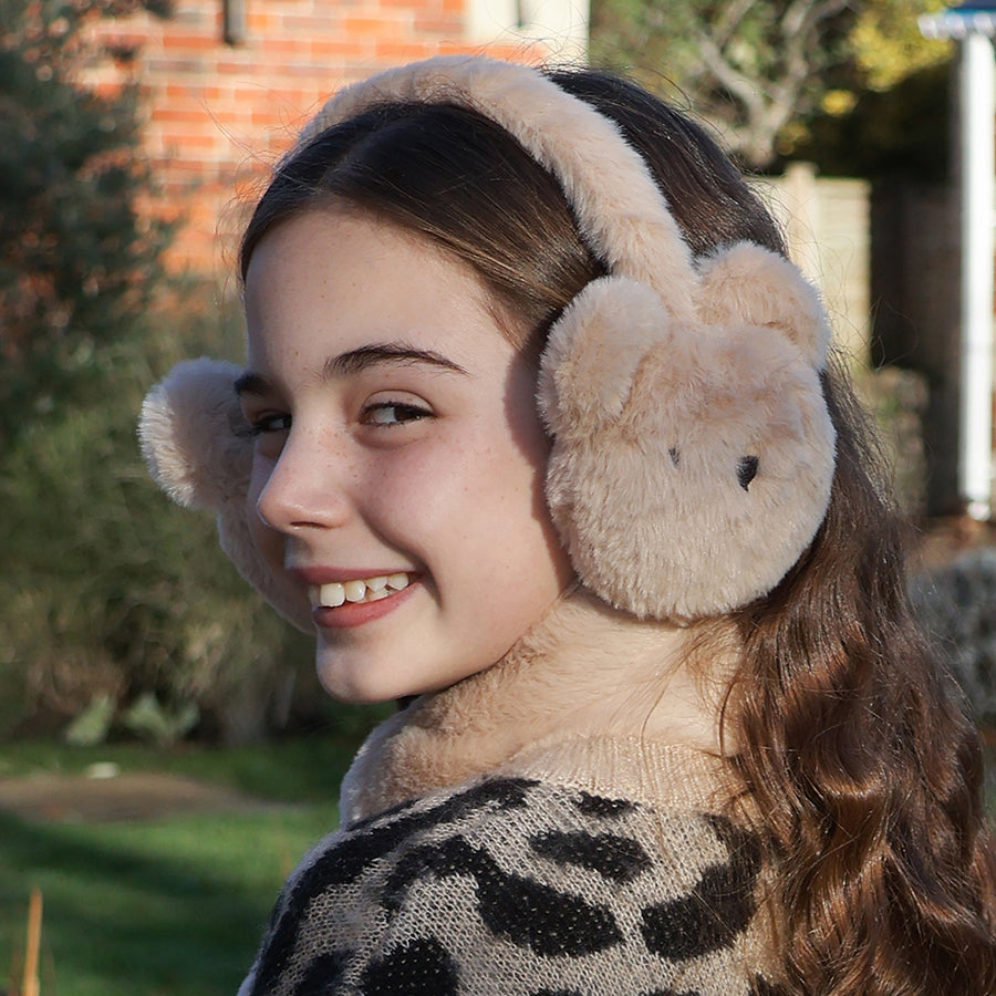 Barbara Bear Beige Earmuffs