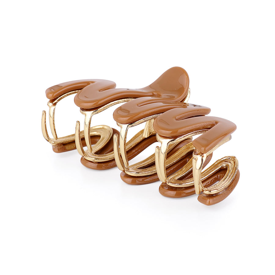 Caramel & Gold Wave Claw Clip