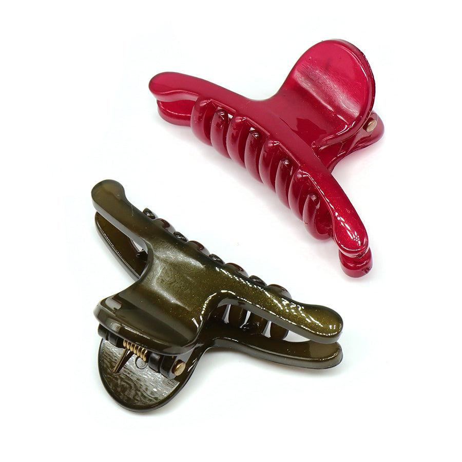 Red & Olive Claw Clip Duo