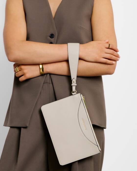 Katie Loxton Alba Wristlet Pouch in Oyster