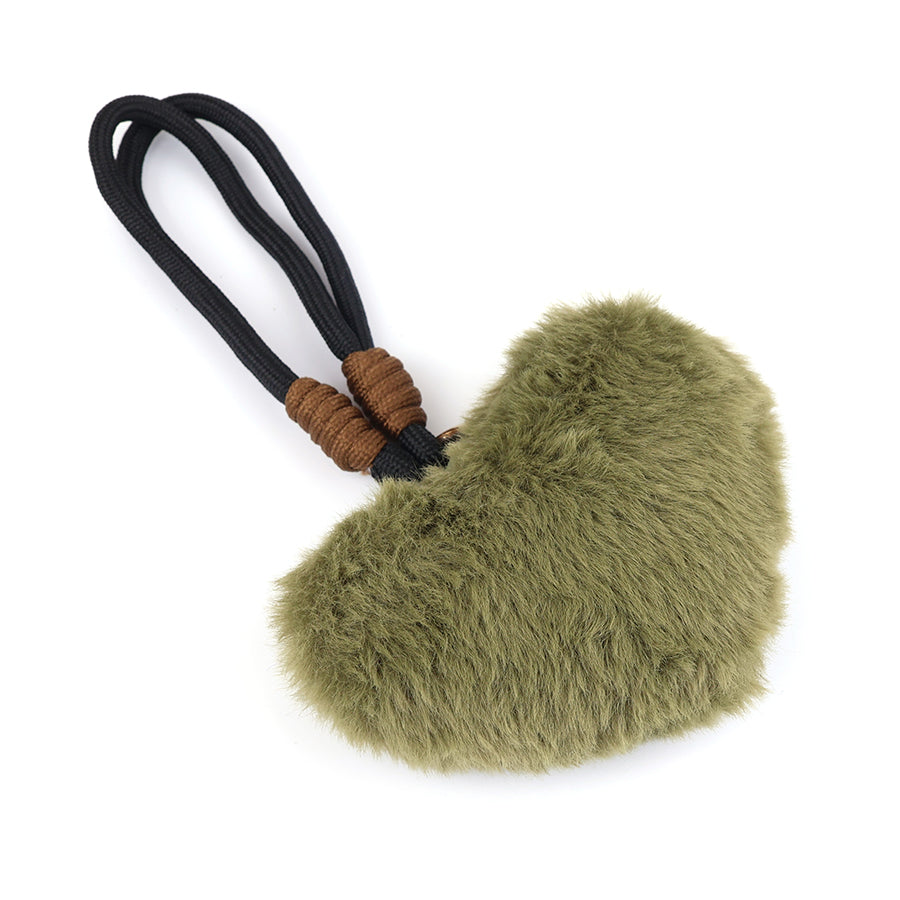 Faux Fur Bag Charm Khaki Green