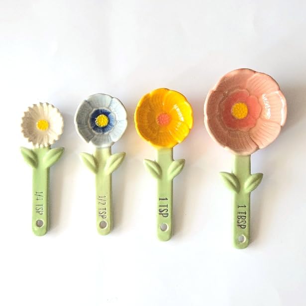 Flower Measuring Spoons With Pot