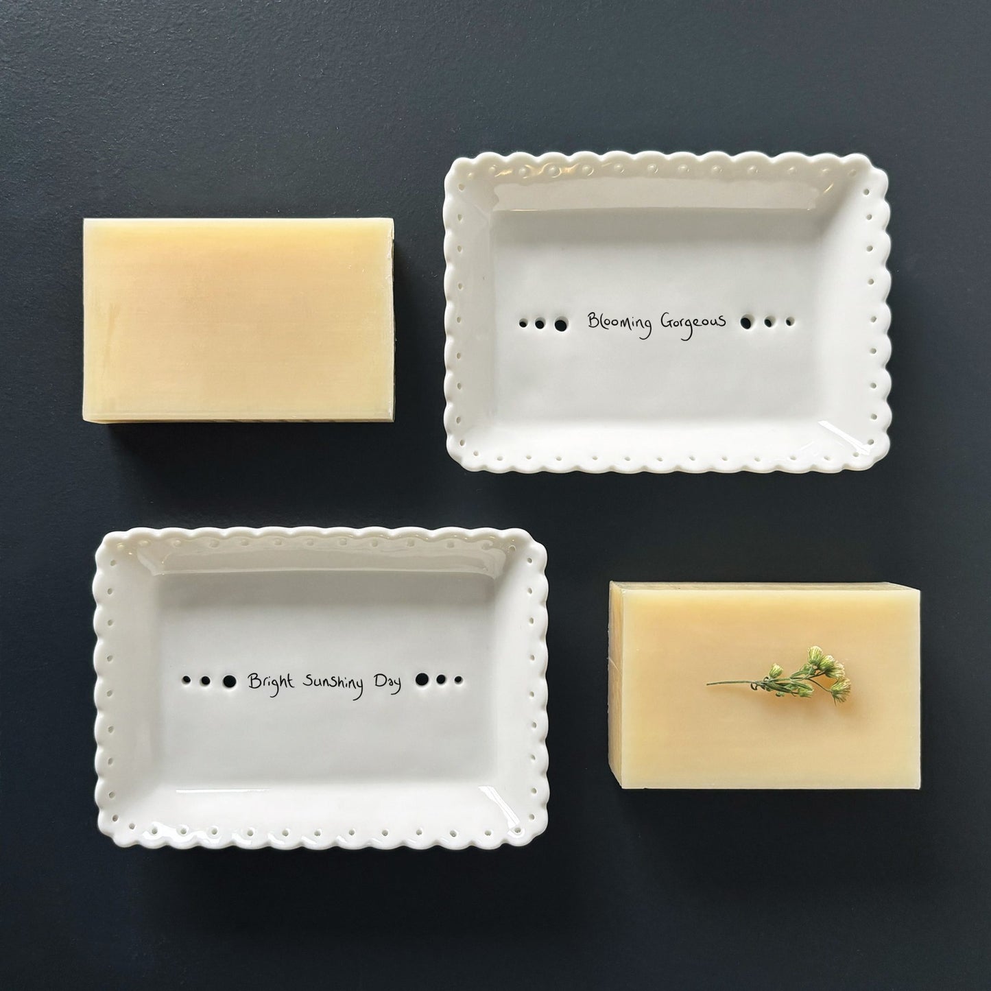 Porcelain Scallop Soap Dish- Bright Sunshiny Day