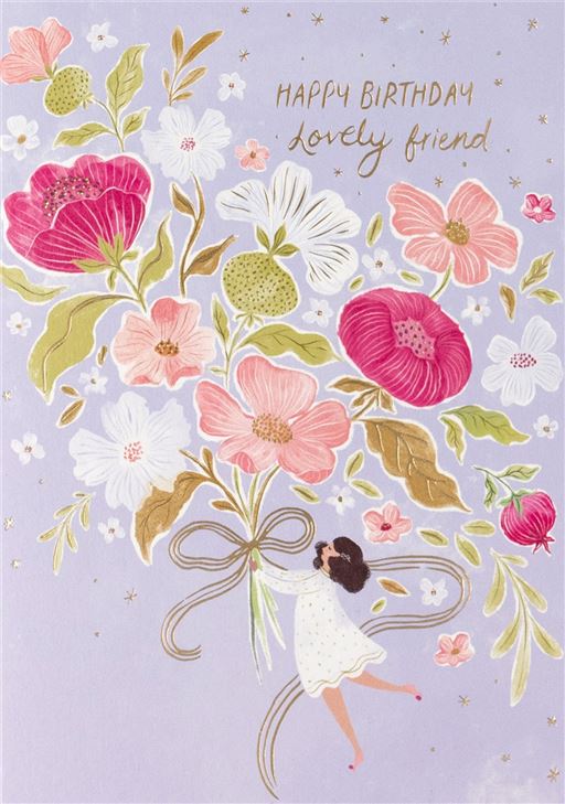 Friend Birthday Flowers Greetings Card