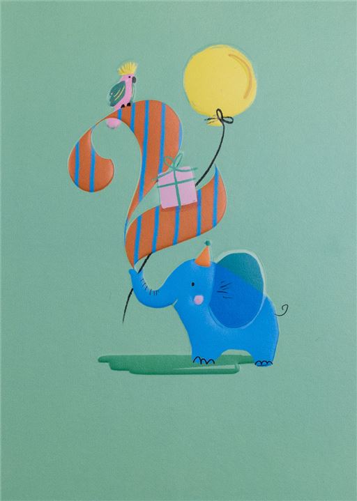 2nd Birthday Elephant Greetings Card