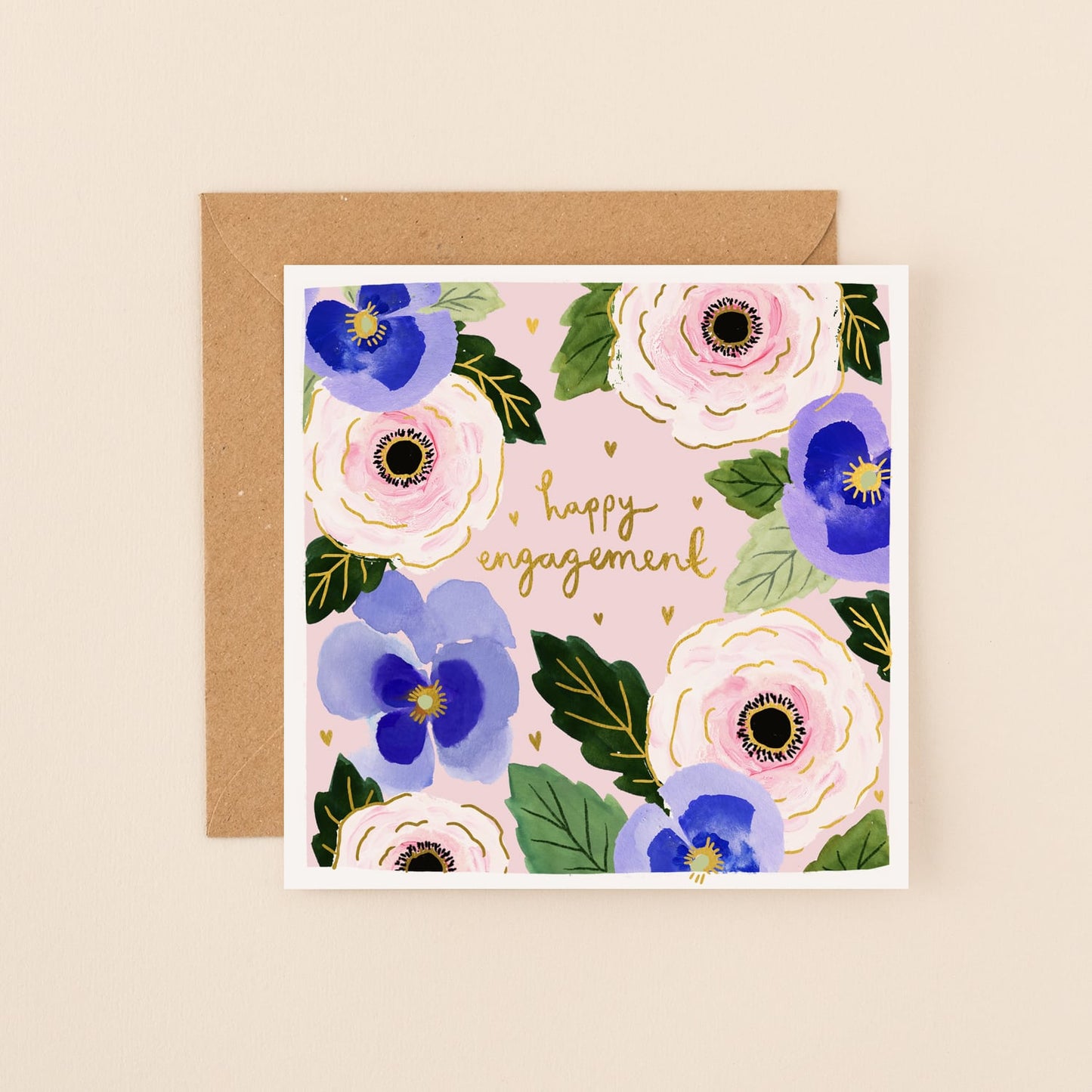 Happy Engagement Flowers Greetings Card