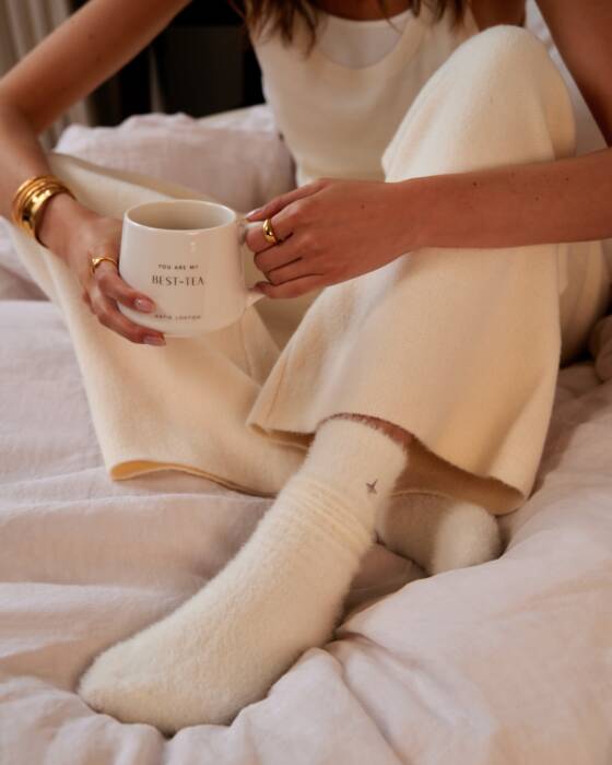 Katie Loxton Gift Boxed Fluffy Socks in Off White