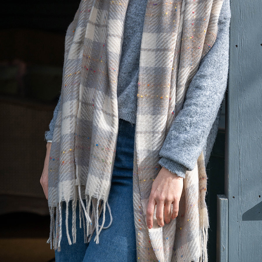 Tartan Cosy Scarf Taupe