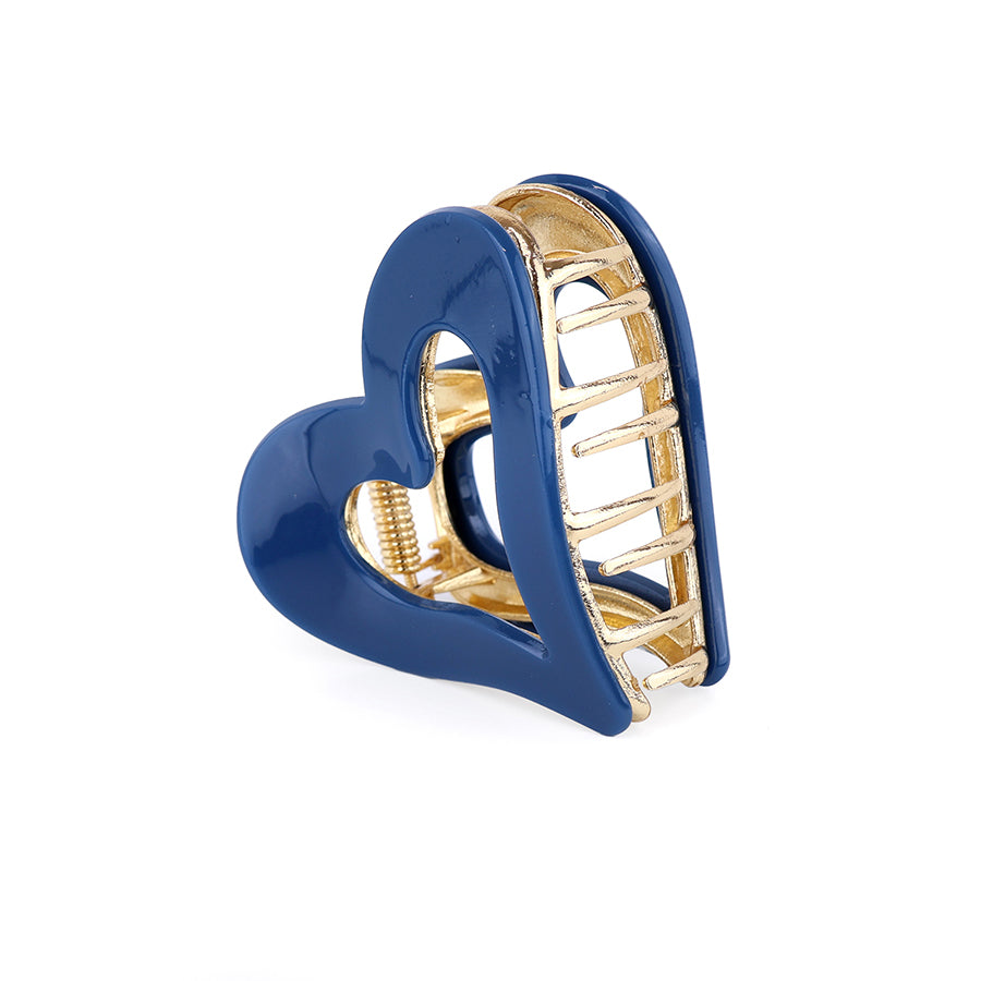 Blue & Gold Heart Claw Clip