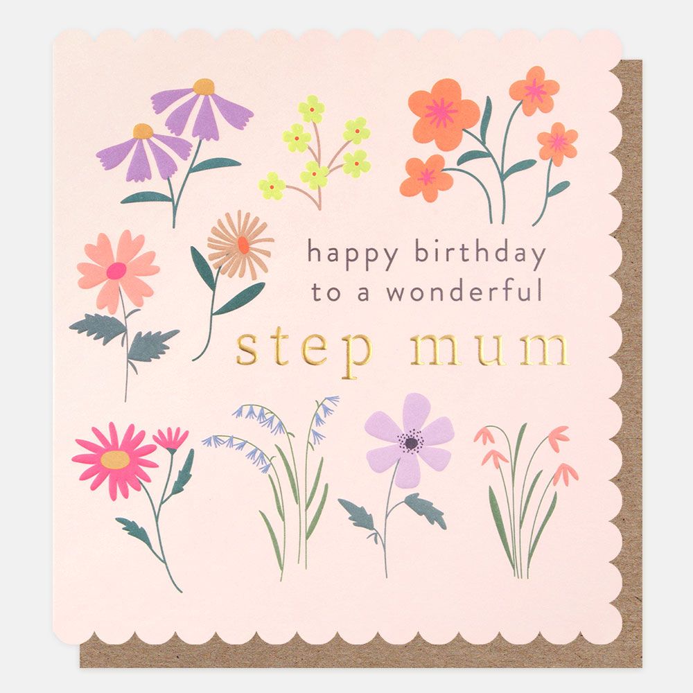 Happy Birthday To A Wonderful Step Mum Greetings Card