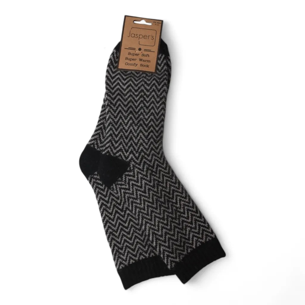 Black Herringbone Men’s Cosy Socks