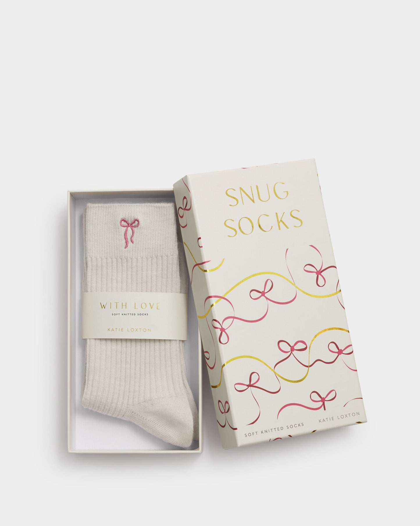 Katie Loxton Gift Boxed Bow Socks Off White