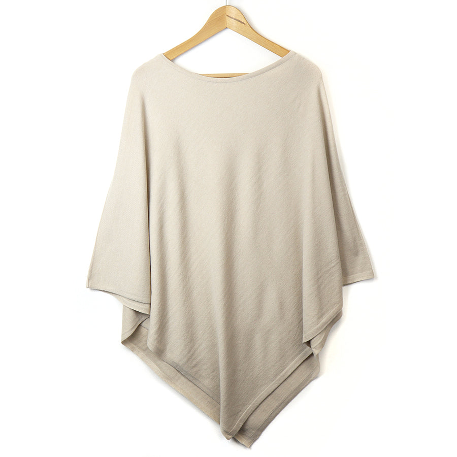 Fine Knitted Recycled Blend Poncho Oatmeal