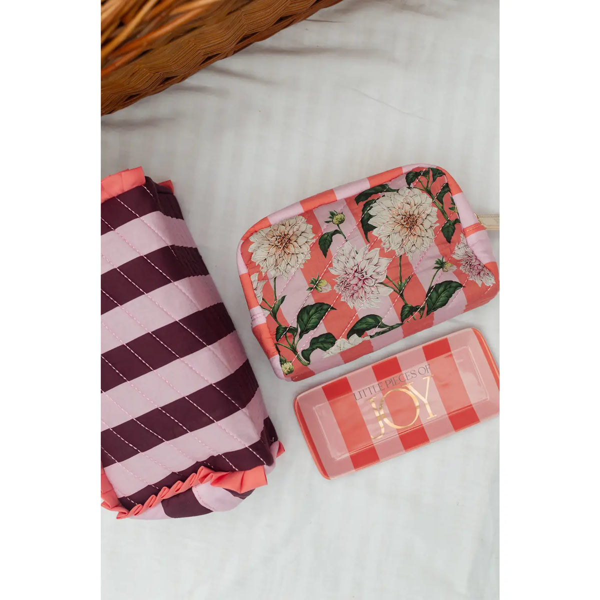 Joy Floral Stripe Cosmetic Bag