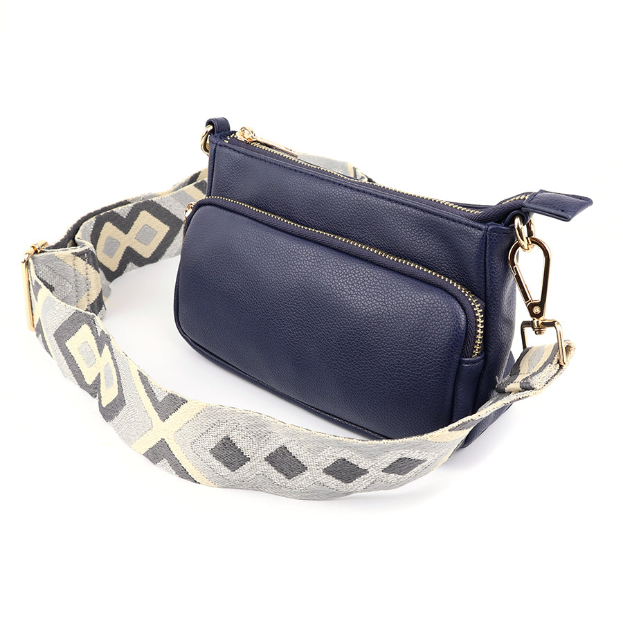 Vegan Leather Crossbody Bag Navy