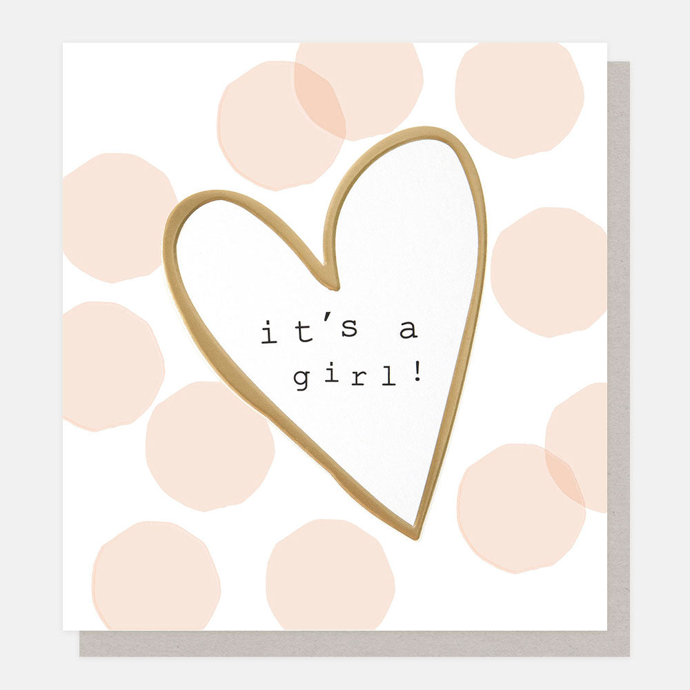 It’s A Girl Confetti Heart Greetings Card