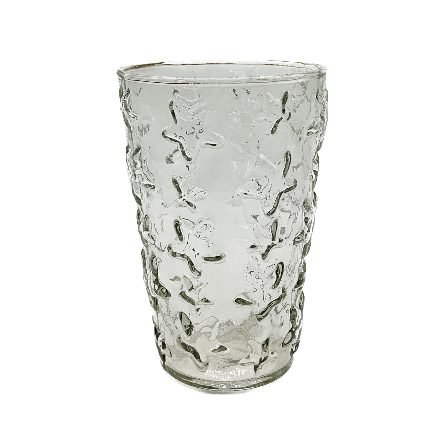 Star Embossed Glass Small Vase
