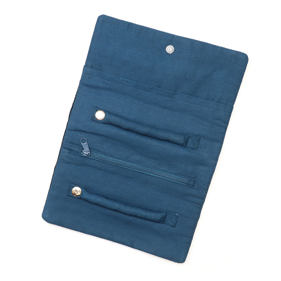 Celestial Night Embroidered Velvet Jewellery Roll