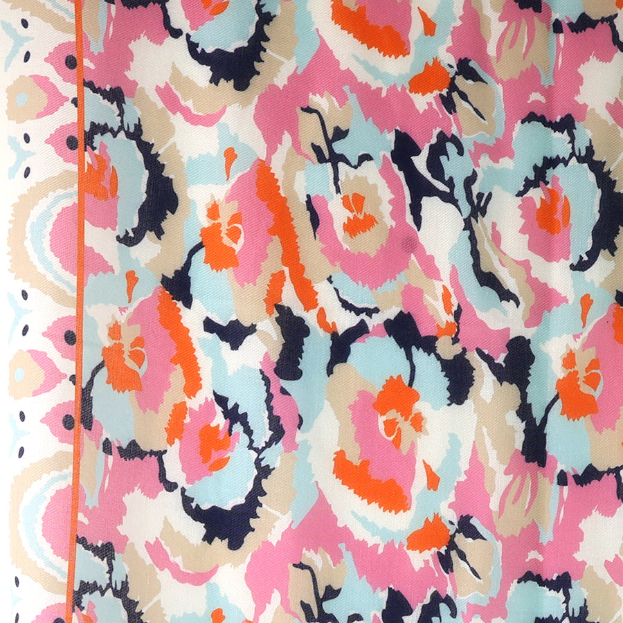 White & Coral Mix Abstract Print Recycled Scarf