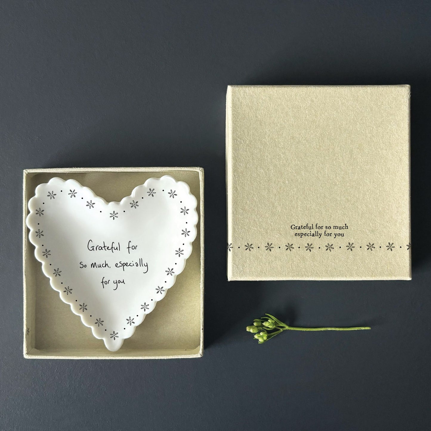 Porcelain Heart Scallop Dish Grateful For You